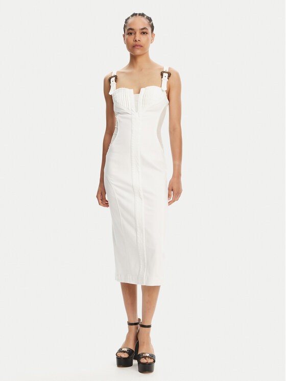 Versace Jeans Couture Versace Jeans Couture Džinsinė suknelė 78HAO951 Balta Slim Fit