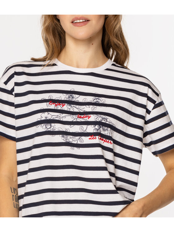 Lee Cooper Lee Cooper T-Shirt LEAVES 6040 Granatowy Loose Fit