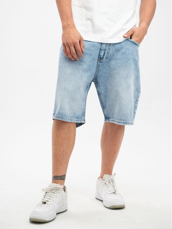 Jigga Wear Jigga Wear Szorty jeansowe Krótkie Spodenki Jeansowe Męskie Niebieskie / Złote Jigga Wear Crown 36 Niebieski Regular Fit