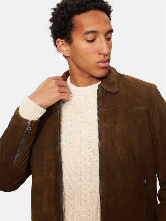 Pepe Jeans Pepe Jeans Кожено яке Tenjamin PM403018 Кафяв Regular Fit