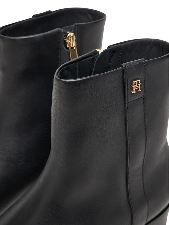 Tommy Hilfiger Tommy Hilfiger Μποτάκια Th Leather Pointy Zip Bootie FW0FW08980 Μαύρο