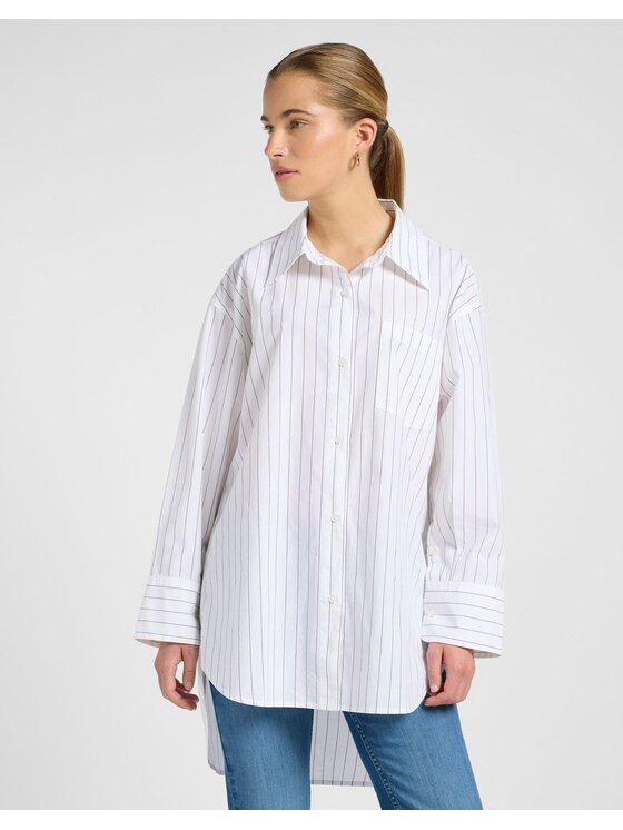 Lee Lee Koszula LOOSE SHIRT Biały Relaxed Fit