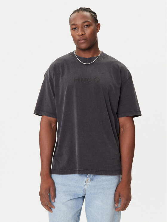 HUGO Tricou Nebute 50542638 Negru Loose Fit