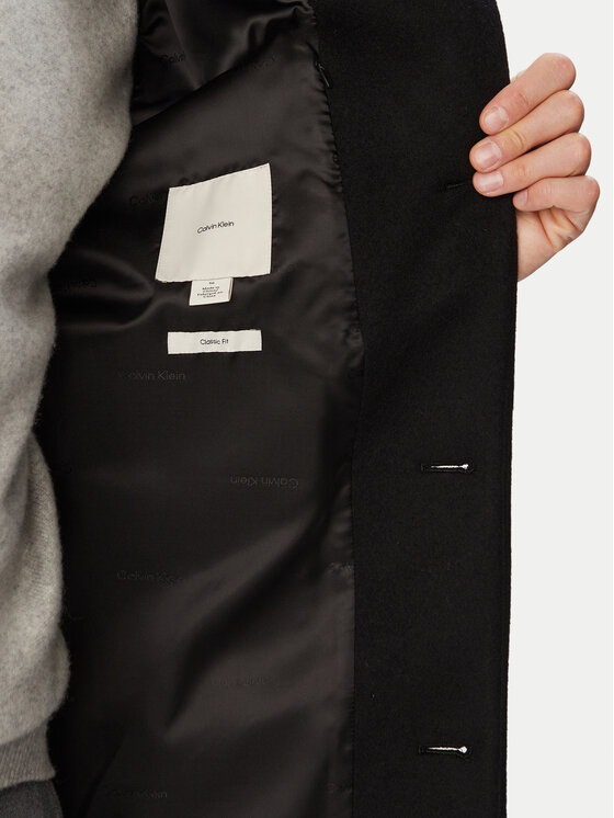 Calvin Klein Calvin Klein Płaszcz wełniany LV04LH444G Czarny Regular Fit