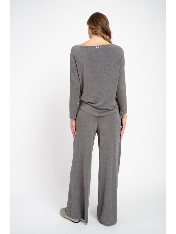 CLICK CLICK Παντελόνι υφασμάτινο 70-813 Ασημί Comfortable Fit