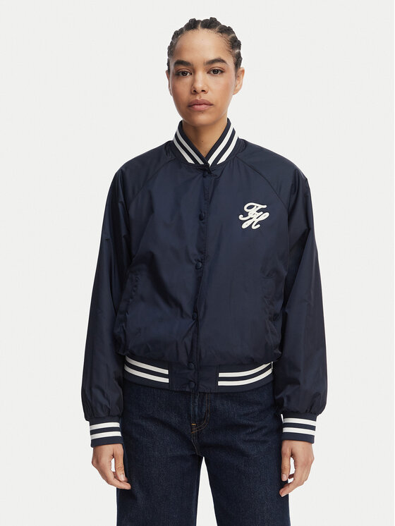 Tommy Hilfiger Tommy Hilfiger Bomber jakna Logo Appliqué WW0WW48618 Mornarsko modra Regular Fit