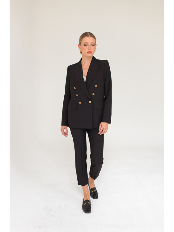 Entelier Entelier Marynarka luźna Czarny Comfortable Fit