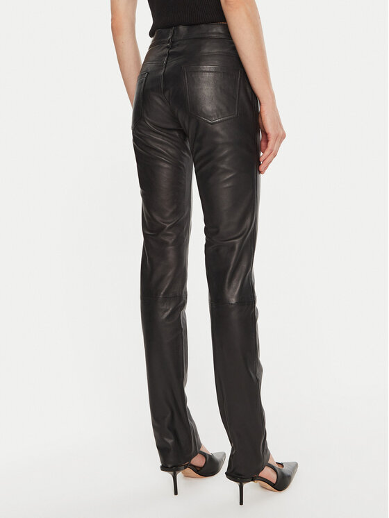 Serge Pariente Serge Pariente Ādas bikses Sexy Nappa Melns Slim Fit