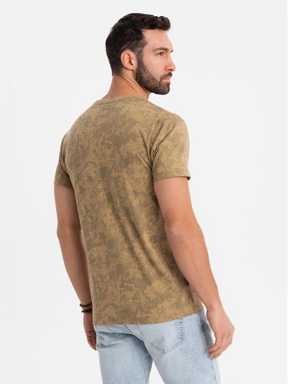 Ombre Ombre T-Shirt OM-TSFP-0223 Zielony Regular Fit