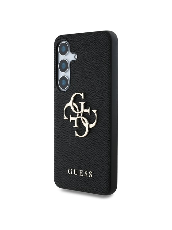 Etui na telefon Guess, Czarne, Grained Big 4G Logo Small Classic Logo
