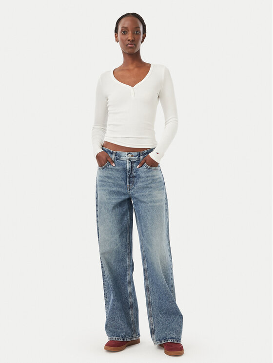 Tommy Jeans Tommy Jeans Bluzka DW0DW23259 Biały Slim Fit