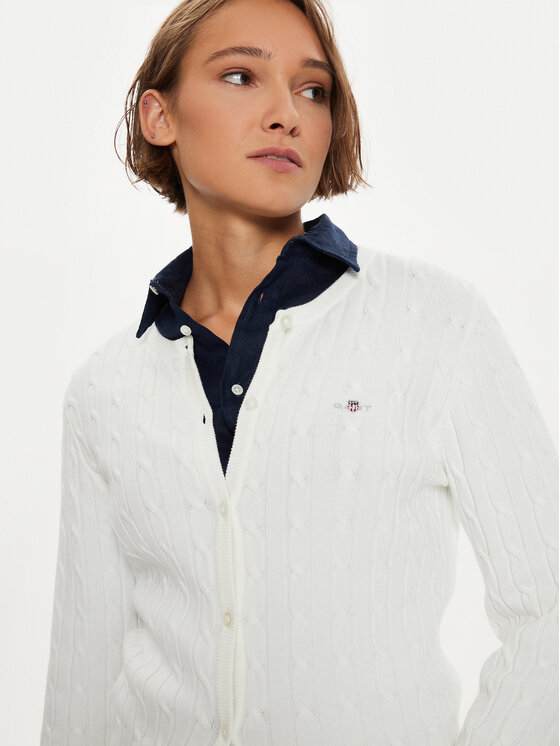 Gant Gant Kardigāns 4800103 Balts Slim Fit