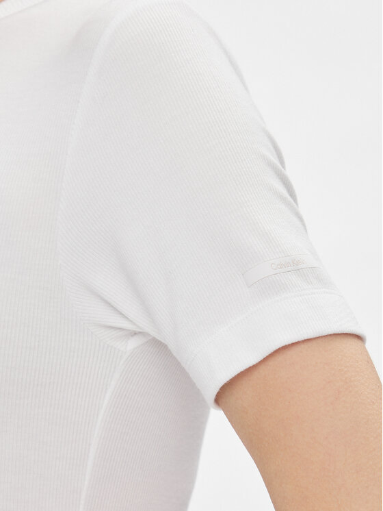 Calvin Klein Calvin Klein Tričko Modal Rib Ss Tee K20K206404 Biela Slim Fit