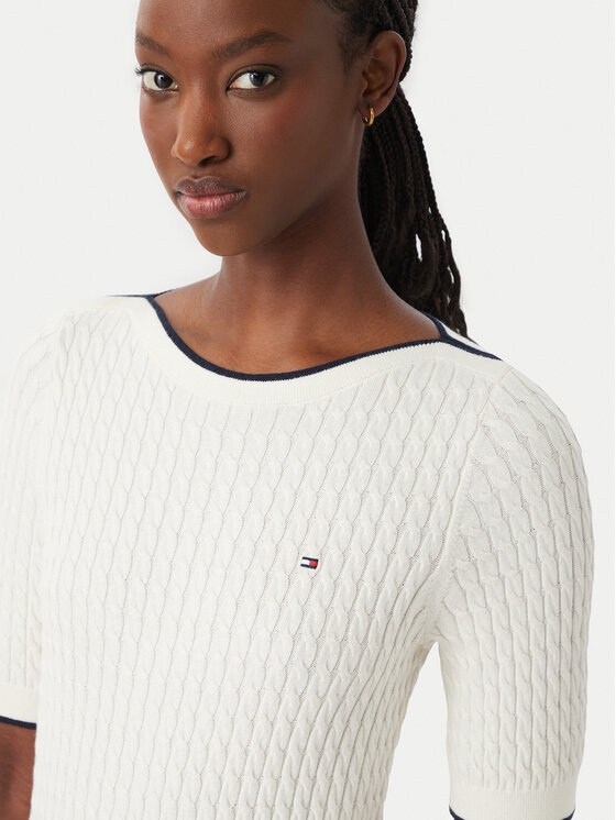 Tommy Hilfiger Tommy Hilfiger Majica Fine Gg Cable Boat WW0WW50103 Svijetlo bež Regular Fit