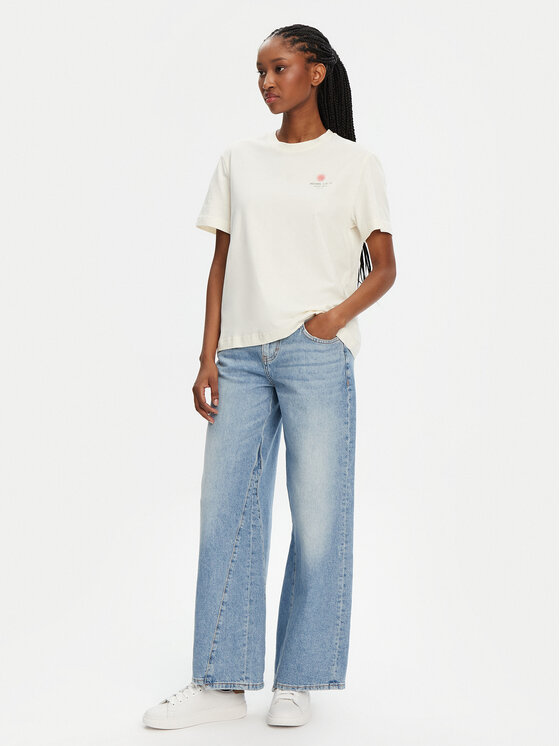 Mustang Mustang T-krekls Floris 1016141 Écru Relaxed Fit