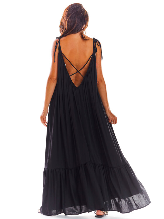 Awama Awama Sukienka letnia A307 Czarny Basic Fit