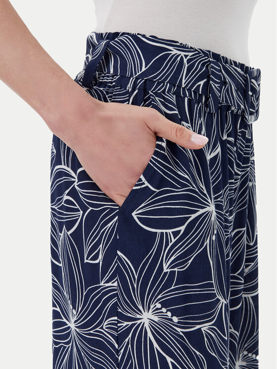 Olsen Olsen Kalhoty z materiálu 14002153 Tmavomodrá Relaxed Fit