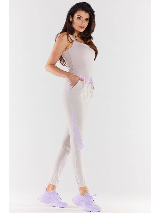 Awama Awama Spodnie damskie A496 Beżowy Basic Fit