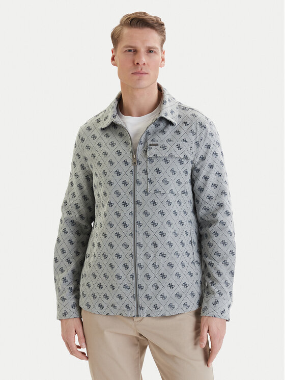 Guess Guess Hemdjacke M6GL05 W1661 Grau Classic Fit