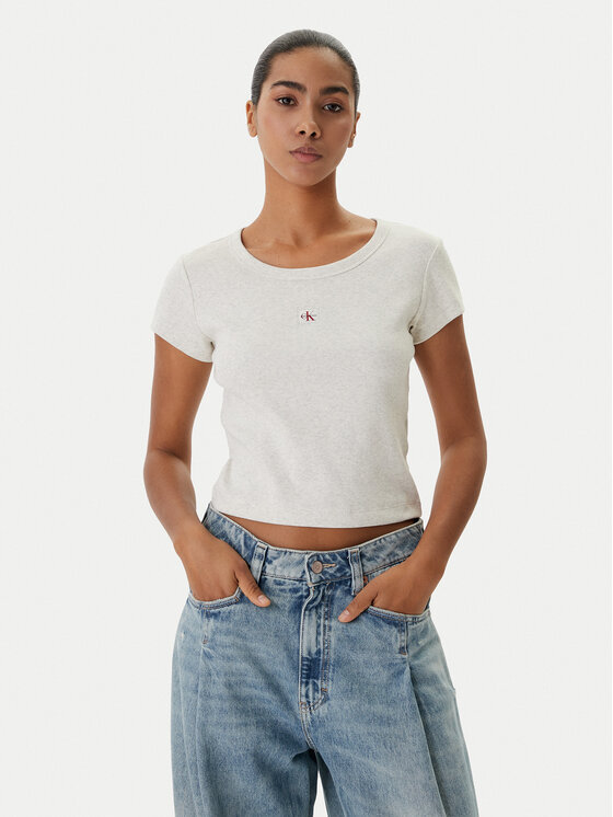 Calvin Klein Jeans Tricou LV047C200G Bej Slim Fit