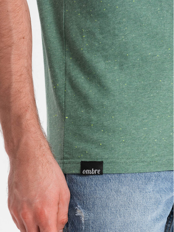 Ombre Ombre T-Shirt OM-TSCT-0178 Zielony Regular Fit