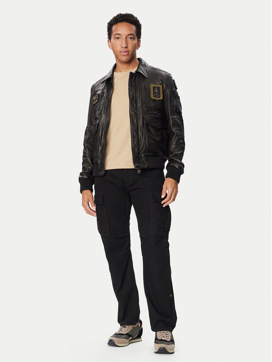 Aeronautica Militare Aeronautica Militare Шкіряна куртка 262PN0846U100839 Чорний Regular Fit