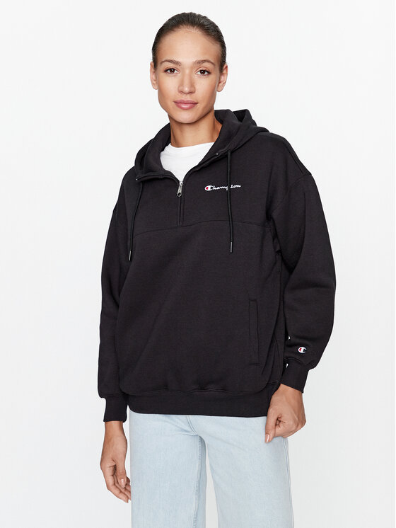 Champion Mikina Hooded Half Zip Sweatshirt 116581 Čierna Oversize