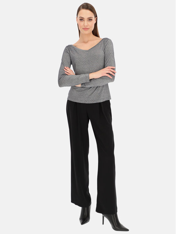 Potis & Verso Potis & Verso Bluzka Dzianinowa srebrna bluzka Potis & Verso Milen 40 Szary Slim Fit