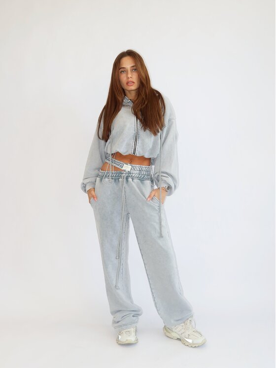 MissDenim MissDenim Bluza Oversize Crop Zip Hoodie Szary Oversize