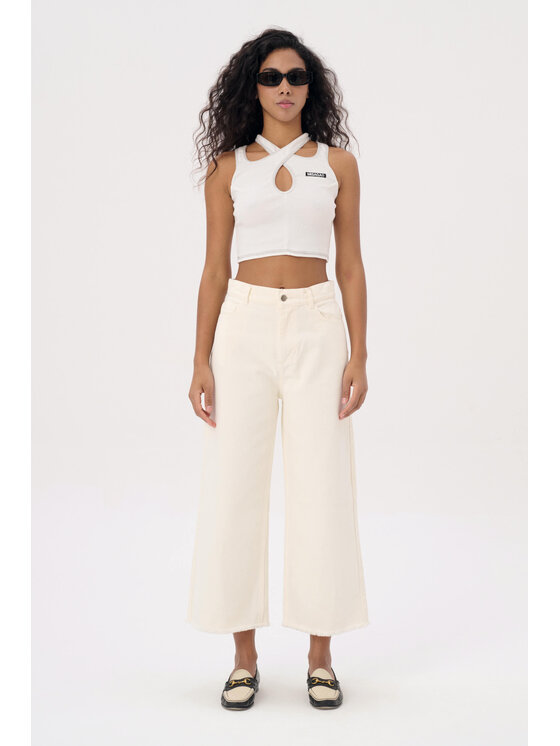 Misaga Misaga Spodnie damskie DNM LUNA Écru Wide Leg