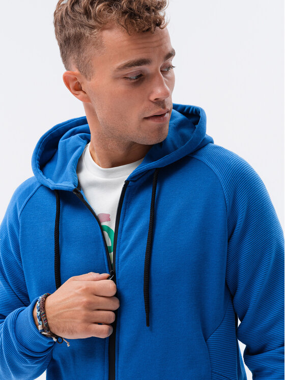 Ombre Ombre Mikina OM-SSZP-0124 Modrá Regular Fit