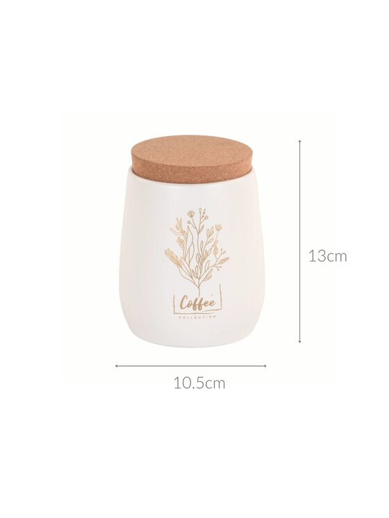 MIAhome MIAhome Pojemnik metalowy biały z korkową pokrywką 750 ml COFFEE Biały