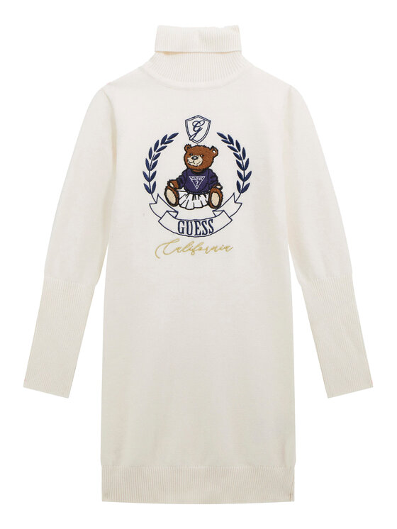 Guess Kids Sukienka dzianinowa J5BK21 Z3GS0 Écru Regular Fit