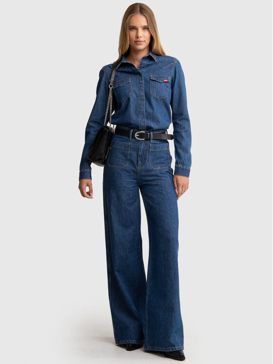 BIG STAR BIG STAR Koszula jeansowa NORRA Granatowy Slim Fit
