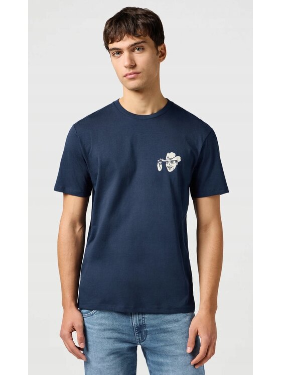 Wrangler Wrangler T-Shirt Small Graphic Tee Niebieski Regular Fit