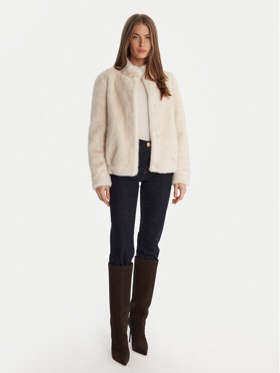 Guess Guess Pelzmantel W5BL64 W3920 Écru Regular Fit