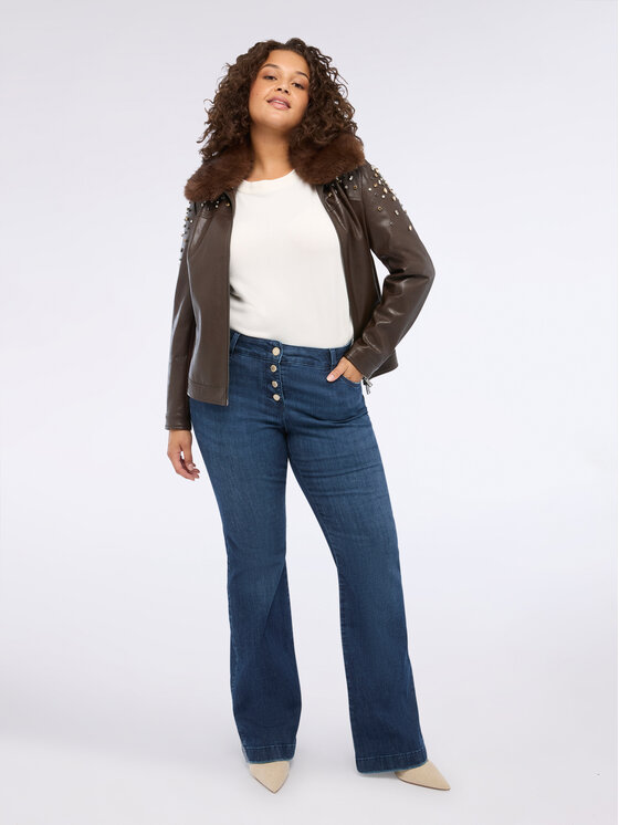 Fiorella Rubino Fiorella Rubino Giacca in similpelle R366T001245N022 Marrone Regular Fit