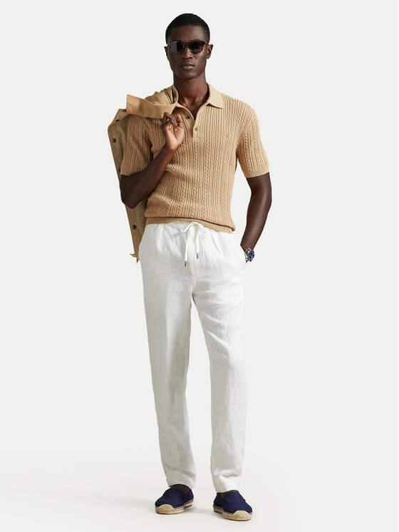 Polo Ralph Lauren Polo Ralph Lauren Kalhoty z materiálu 710940611008 Bílá Tapered Fit