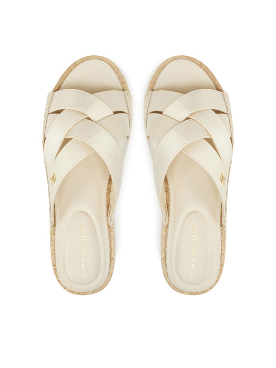 Tommy Hilfiger Tommy Hilfiger Espadryle Satin Espadrille Mule FW0FW08502 Beżowy