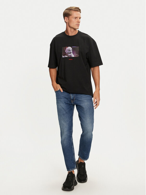 HUGO Hugo T-krekls Dijack 50528428 Melns Oversize