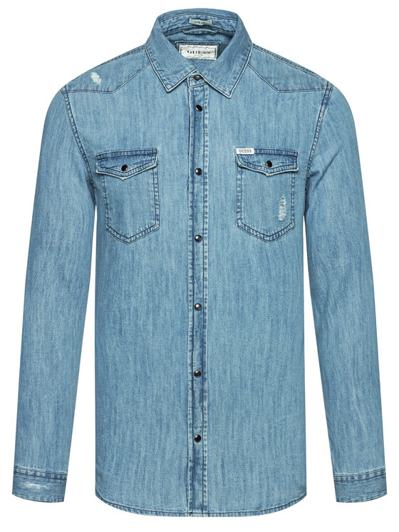 Guess Guess Košile Truckee M0YH02 D14LM Modrá Regular Fit