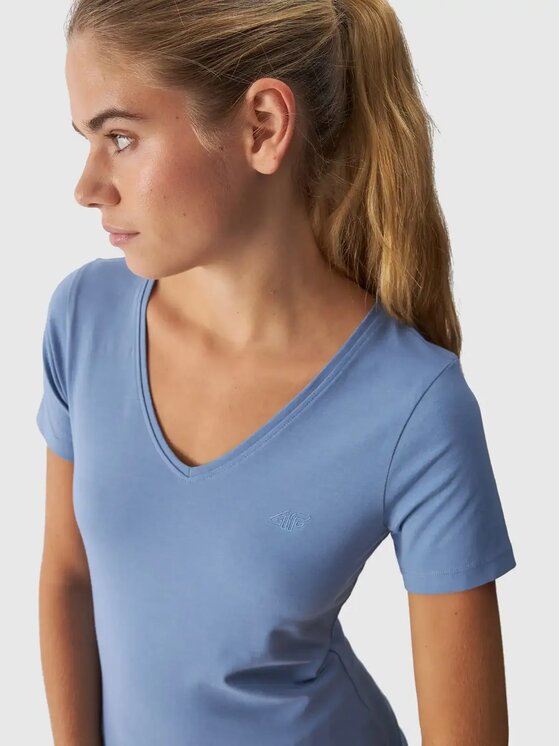 4F 4F T-Shirt 4FAW24TTSHF1649-32S Niebieski Slim Fit