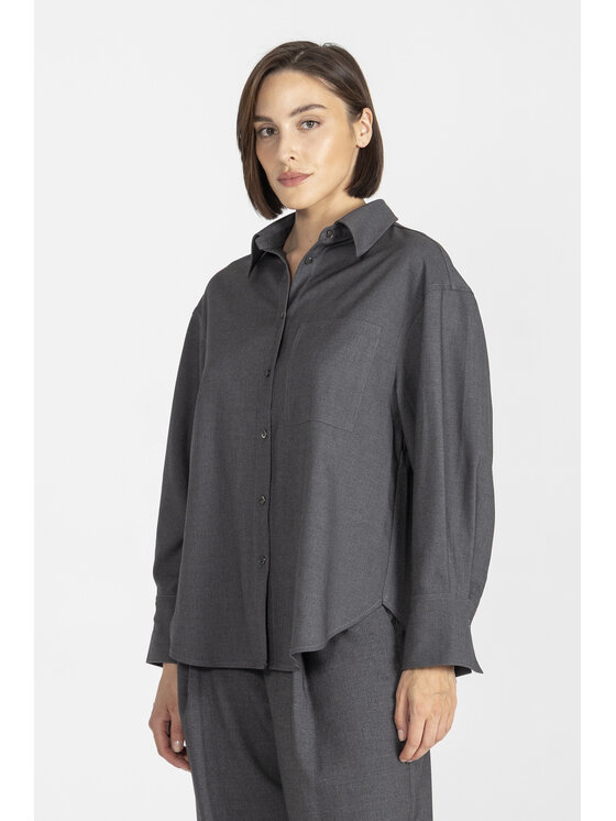 Deni Cler Milano Deni Cler Milano Koszula T-DC-1450-E5-40-80-1 Szary Loose Fit
