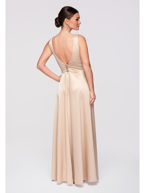 Ombre Ombre Sukienka wieczorowa LA-OM-DLR269 Złoty Regular Fit