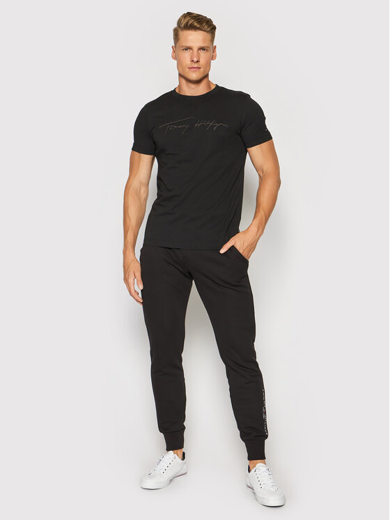 Tommy Hilfiger T-Shirt Signature Graphic MW0MW18729 Czarny Regular Fit •  Modivo.pl