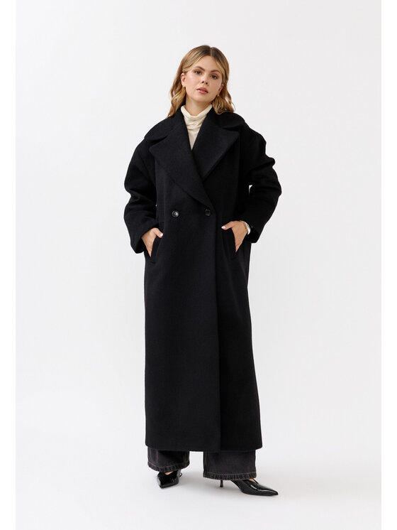 Mirons Mirons Płaszcz wełniany 08 Czarny Oversize