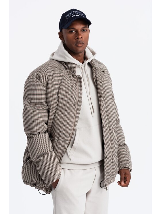 Ombre Ombre Kurtka puchowa OM-JAHP-0174 Beżowy Regular Fit