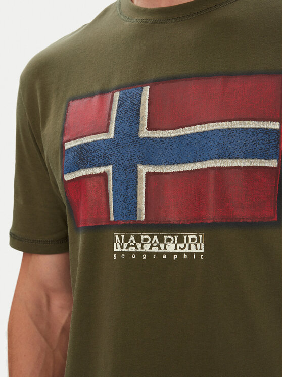 Napapijri Napapijri T-Shirt S-Flag Tiki Ss NP0A8A6IG1F1 Σκούρο πράσινο Regular Fit