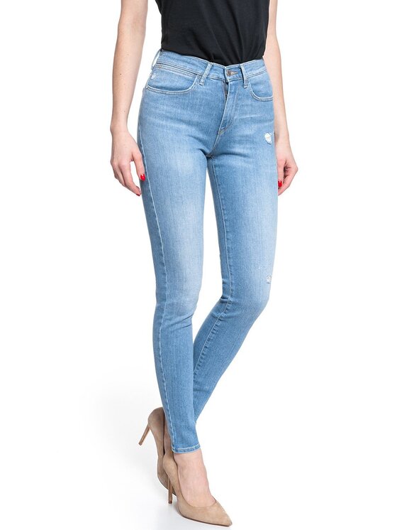 Wrangler Wrangler Jeansy HIGH RISE SKINNY Niebieski Skinny Fit