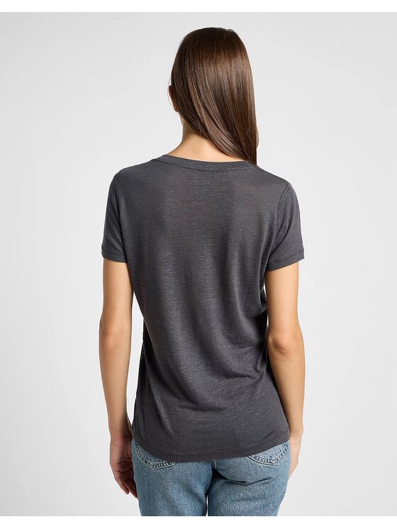 Lee Lee T-Shirt V NECK TEE Szary Regular Fit